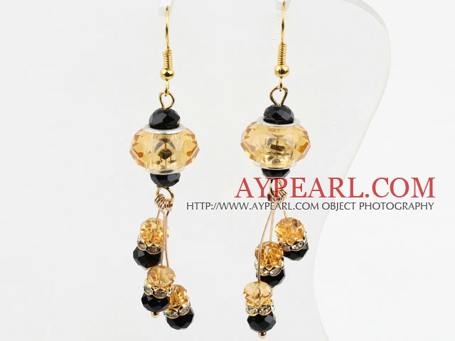 New Design Jaune et Noir Boucles d'oreilles en cristal Charm