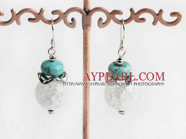 butst pattern turquosie and crystal earrings