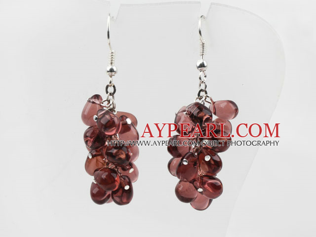 New Design Purple Red Color Drop Shape Crystal Cluster Earrings