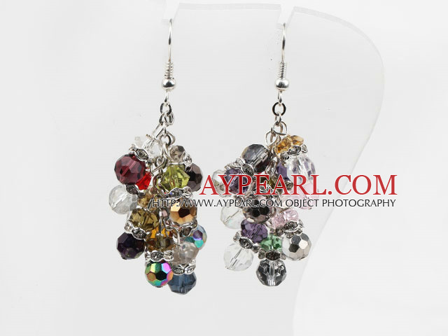 New Design Multi Color multi Boucles d'oreilles en cristal de cluster