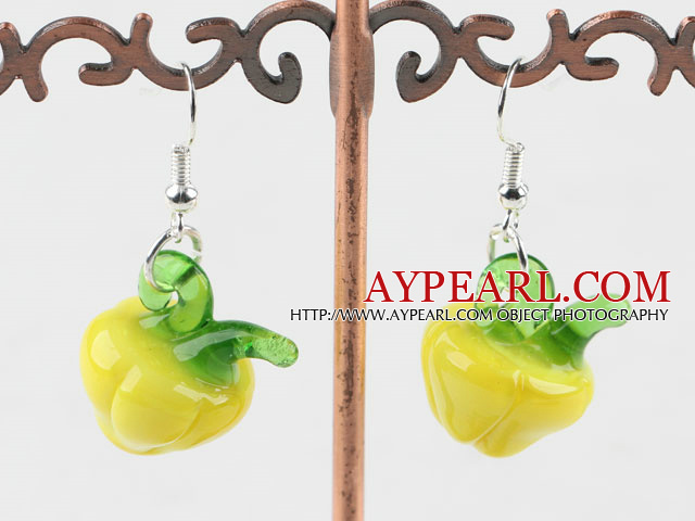 Lovely Style Yellow Colored Glaze Vegetalbe Earrings