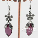 Discount flower decorated elegant tear drop earrings with rhinestone