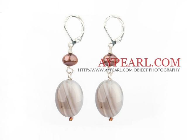 perles boucles d'oreilles en agate et gris
