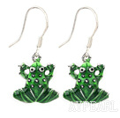 Lovely Green Frog Shape Colored Glaze Dangle Earrings With Fish Hook