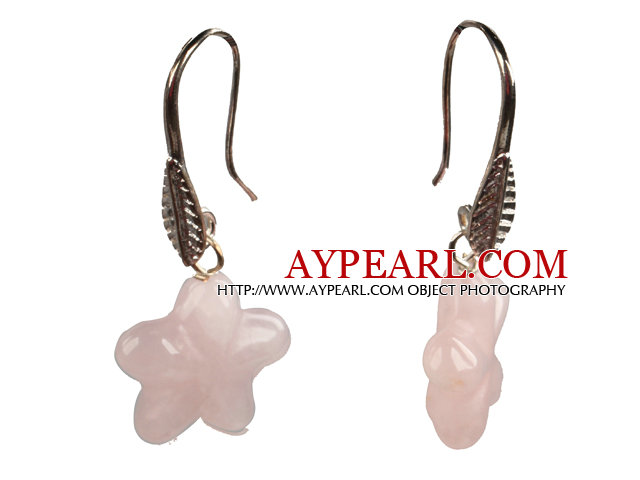 Lovely Style Star Shape Rose Quartz Dangle Earrings