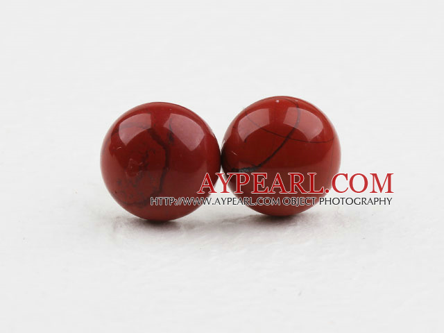 Klassisk og enkel design Round Red Stone Studs (Metal Needle)