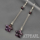 Dangle Stil Starfish Form Amethyst und Perlen Lange Ohrringe