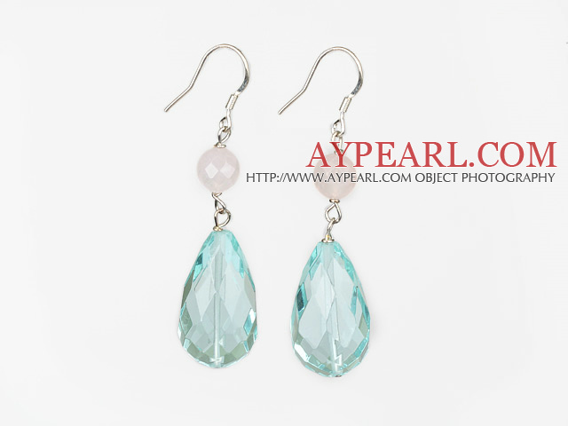 switzerland blue crystal rose quartze earrings