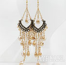 Vintage Style Champagne Boucles d'oreilles en cristal de couleur Tassel longues