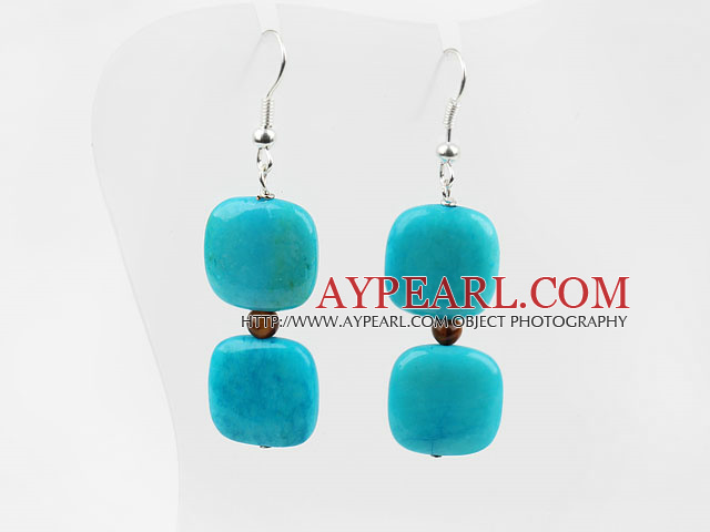 Dangle Style Square Shape Blue Spider Stone ja Tiger Eye korvakorut