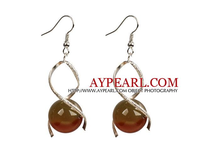 Fashion Design Peacock Agate Beads Spiral Shape Dangle Earrings