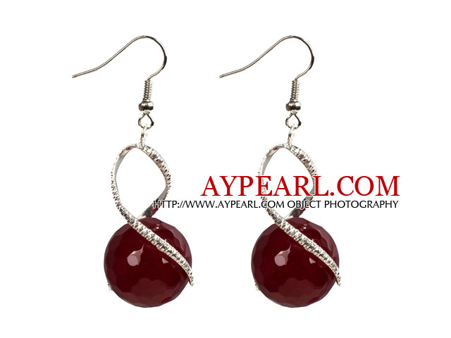 korean jewelry manmade red gem earrings 