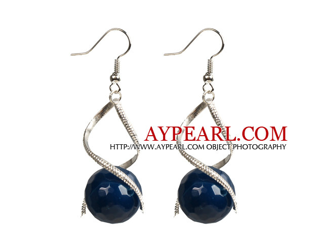 Fashion Design Fasett Deep Blue Agate pärlor spiralform Pärlhalsband