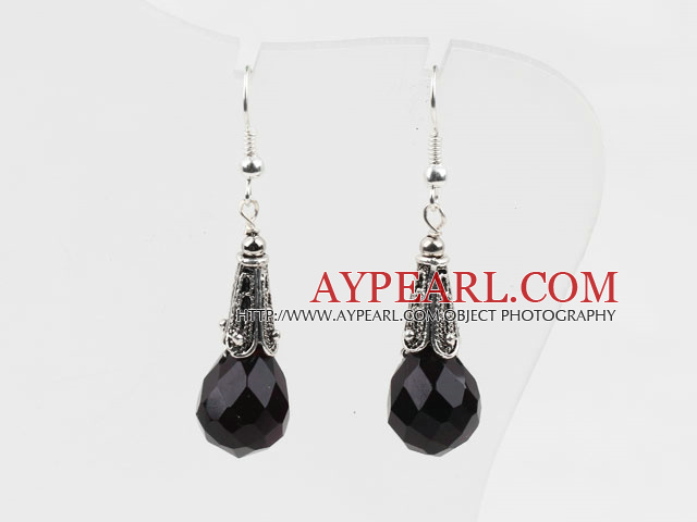 Classique Black Design Drop Couleur Boucles d'oreilles forme du cristal à facettes