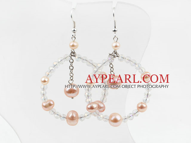 Big Style New Design Pink Pearl and Crystal Earrings