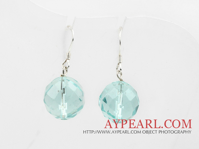 Nice Simple Short Style Switzerland Blue Crystal Ball Drop Earrings With Fish Hook