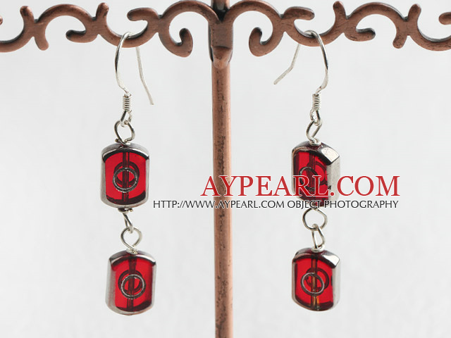 Lovely Red Glass Beads Dangle Earrings With Fish Hook