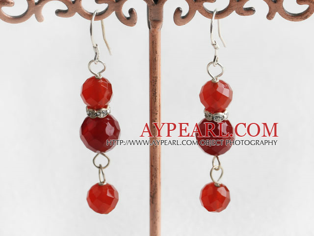 Boucles d'oreilles en agate rouge