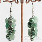 Elegant Green Freshwater And Aventurine Cluster Earrings With Fish Hook