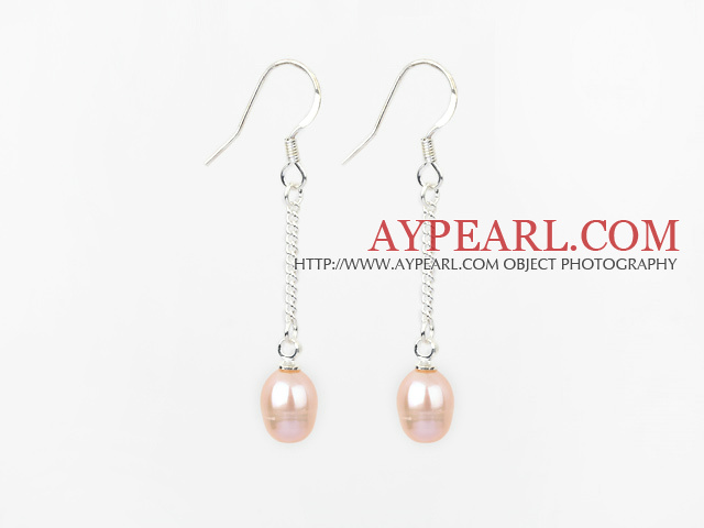 Style Classique Dangle conception naturelle rose Boucles d'oreilles perles d'eau douce de mariée