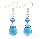 blau gefärbt Perlen Kristall Ohrringe