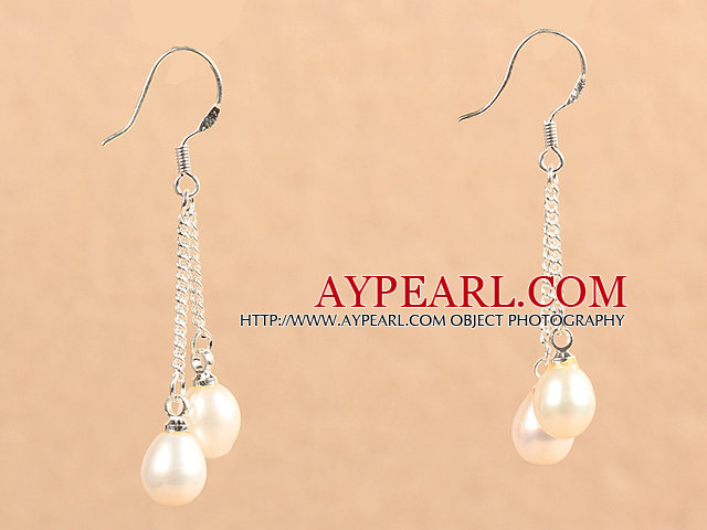 Enkel Long Style Natural White Freshwater Pearl Pärlhalsband