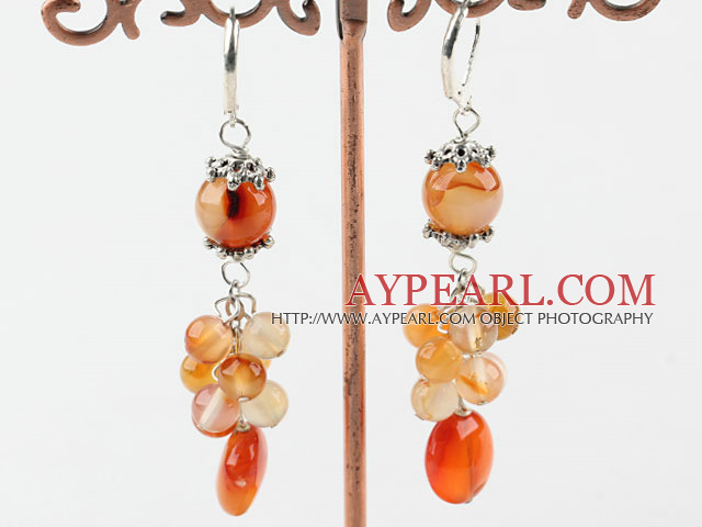 Fashion Mixed Color And Shape Agate Dangle Earrings With Lever Back Hooks