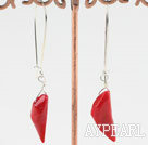 Fashion Pepper Shape Red Coral Dangle Earrings With Hook Earwires