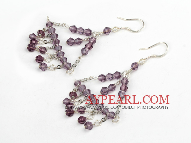 Fashion Chandelier Amethyst Dangle Earrings With Fish Hook