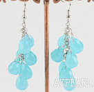 Wholesale Lovely Manmade Sapphire Blue Teardrop Crystal Earrings With Fish Hook