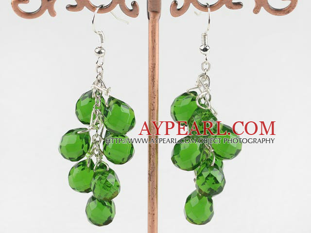 Lovely Manmade Deep Green Teardrop Crystal Earrings With Fish Hook