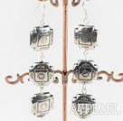 Fashion Cross Shape Ccb Silver Like Printed Flower Charm Earrings