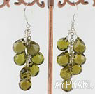 Elegant Manmade Olive Green Teardrop Link Charm Dangle Earrings With Fish Hook