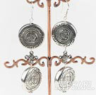 Fashion Caky Shape Ccb Silver Like Engraved Charm Earrings