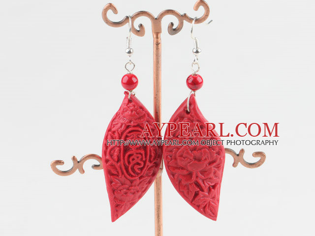Fashion Red Cinnaba Pepper Shape Dangle Earrings With Fish Hook