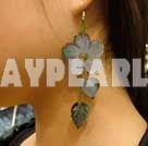 Wholesale Wonderful Flower Heart And Leaf Shape Black Lip Shell Threaded Dangle Earrings With Fish Hook