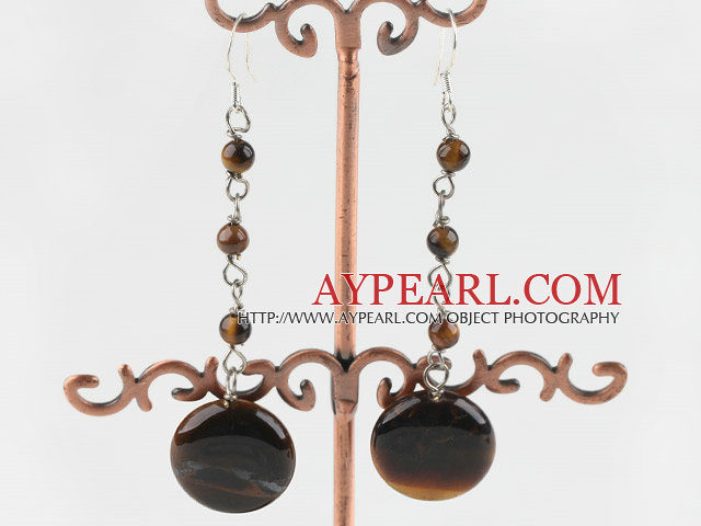 Cute Beaded Tiger Eye Dangle Earrings