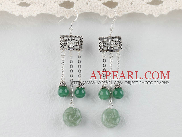 Simple Style Green Aventurine Dangling Earrings