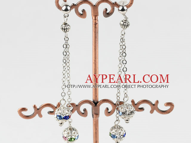 dangling style coloful rhinestone long earrings