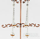 Lovely Long Chain Loop Style Colored Rinestone Dangle Studs Earrings 