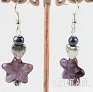 starfish amethyst and black pearl earrings