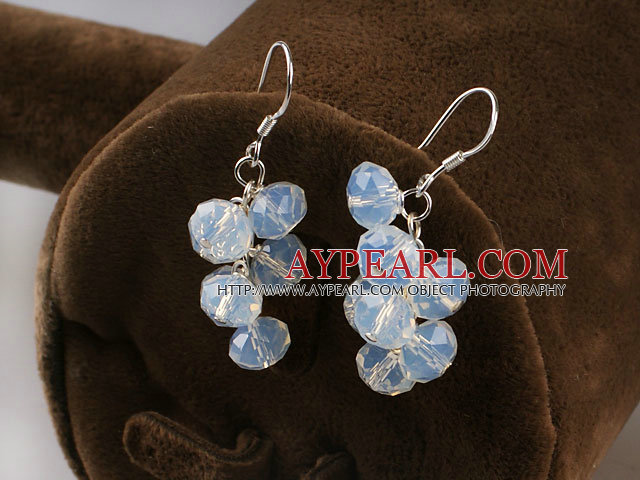 Lovely Manmade Cluster Opal Crystal Dangle Earrings With Fish Hook