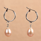 Fashion Hot Sale Natural Purple Freshwater Pearl Earrings with Big Loop Hooks