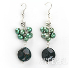 perle verte et indiens boucles d'oreilles en agate