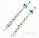 dangling style manmade diamond ball earrings