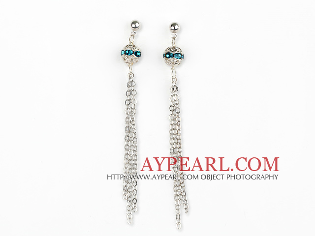 dangling style manmade diamond ball earrings