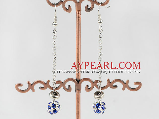 dangling style manmade diamond ball earrings