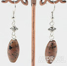Wholesale Elegant Pictured Jasper Stone And Loop Metal Charm Earrings With Fish Hook