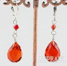 Lovely Red Drop Shape Crystal Earrings With Lever Back Hook