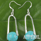 Fashion Round Blue Turquoise Loop Charm Dangle Earrings With Fish Hook